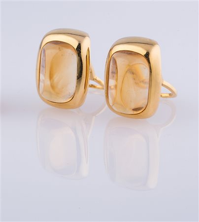 POMELLATO Paio orecchini in oro 18 kt e quarzi citrini gr 26.93. . ....