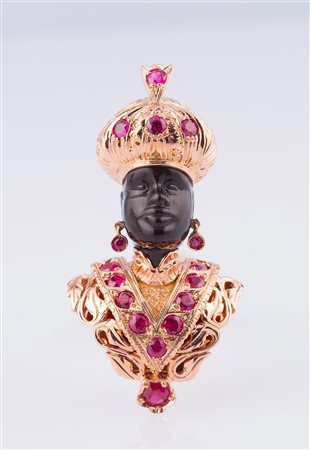 NARDI Moretto Nardi Venezia in oro rosa con faccia in corno di bue inciso,...