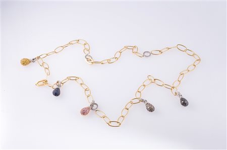 CHANTECLER Collana in oro giallo e bianco firmata, diamanti bianchi cts 1.20...