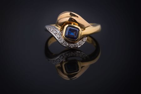 Anello in oro gr 5.50, zaffiro ct 0.57, brillanti ct 0.10. . . . [Nessun...