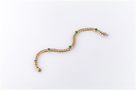 Bracciale "groumette" oro gr 26.10, smeraldi cts 1.00 circa. . . [Nessun...