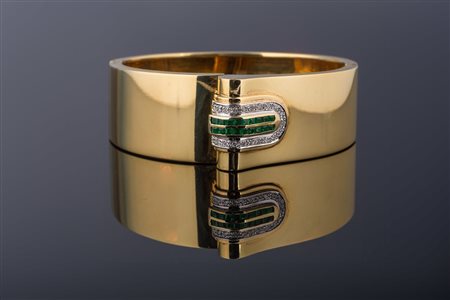 Bracciale in oro 64.10, brillanti 0.27, smeraldi carrè ct 0.90. . . [Nessun...