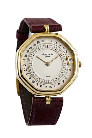 GERALD GENTA Solo tempo, anni '90 Diam. 33 mm Cassa in oro, in due parti, di...