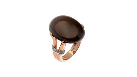 ANELLO Peso gr 12,7 Misura 13 in oro rosa e bianco con al centro grande...