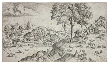 Anonimo veronese XVI secoloPaesaggio con capre e armenti.XVI...
