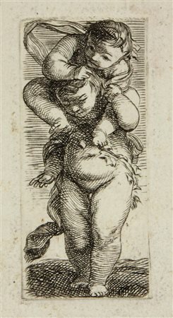Anonimo italiano del XVII secoloGioco di due putti.1650 circa.Acquaforte.mm...