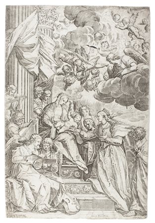 Agostino Carracci Lo sposalizio mistico di santa Caterina.1582Bulino. mm...