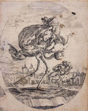 Stefano Della Bella La morte rapisce un bambino.1648 ca.Acquaforte e bulino....