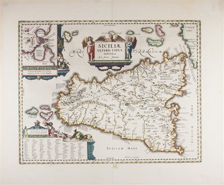 Johannes Janssonius Siciliae veteris typus.1655 ca.Incisione in rame con...