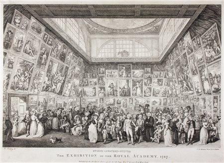 Pierre Antoine Martini The exhibition of the Royal Academy.1787Acquaforte. mm...