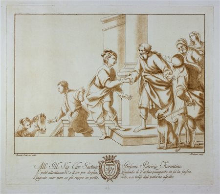 Stefano Mulinari La partenza del figliol prodigo.1774-1785.Acquaforte,...