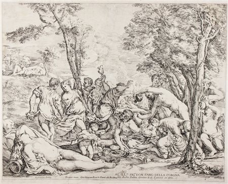 Giovanni Andrea Podestà L'età dell'oro. Acquaforte. mm 315x392. Bartsch,7....