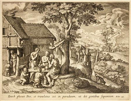 Johannes I Sadeler La famiglia di Enoch. Bulino. mm 215x280. Foglio: mm...