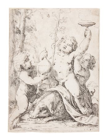 Gerolamo Scarsello Baccanale di putti. Acquaforte. mm 192x140. In basso al...