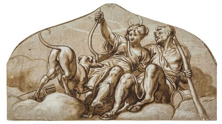 Paolo Farinati Diana e Pan. Penna e inchiostro bruno, punta di pennello,...