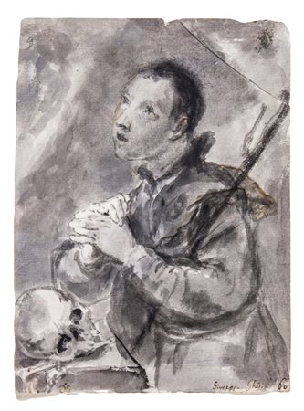 Giuseppe Antonio Ghedini Giovane santo in preghiera.1760Pennello e bistro,...