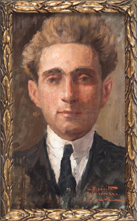 Cesare Esposito Autoritratto.1910Olio su tavola. cm 33x19. Firmato e datato...