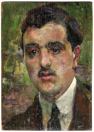 Ferruccio Ferrazzi Autoritratto. Olio su tavoletta. cm 39,5x28,5. Firmato in...