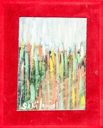 Mario Schifano Senza titolo. &nbsp;Olio su tela. cm 14,3x10,5. Firmato in...