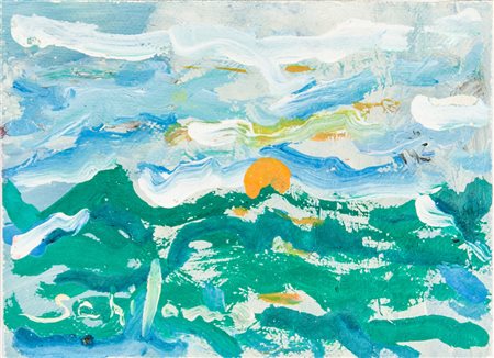 Mario Schifano Senza titolo. &nbsp;Olio su tela. cm 10,5x14,5. Firmato in...