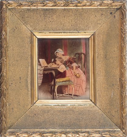 Alfred Seifert Lotto composto. Ritratto femminile. La lezione. 1) Olio su...