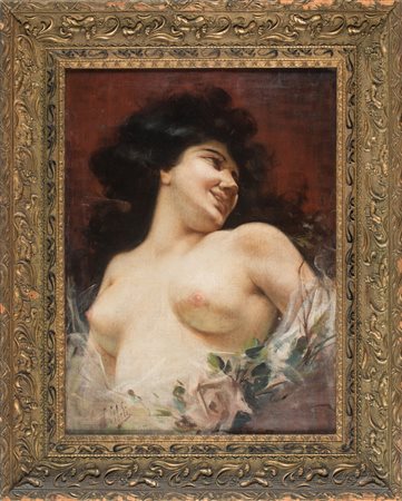 Nazzareno Sidoli Nudo femminile. Olio su tela. cm 58x44. Firmato in basso a...