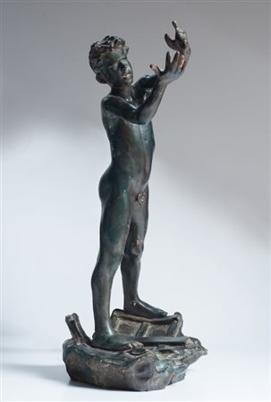 Saverio Gatto Giovane pescatore. Terracotta. Altezza: mm 460 (con base).