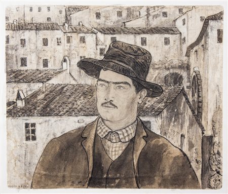 Moses Levy Il mugnaio delle Moline di Quosa.1909China, inchiostro e biacca su...