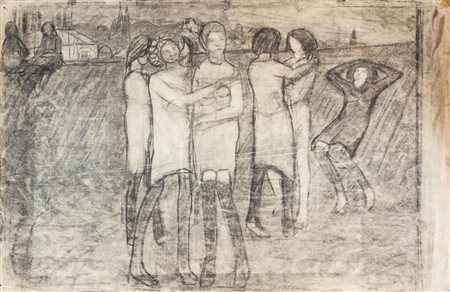 Moses Levy Figure femminili.1910 circa.Carboncino su carta. mm 495x750....