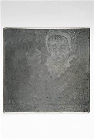 Moses Levy Due bambini.1912Lastra in zinco. mm 199x199. Sulla lastra in basso...