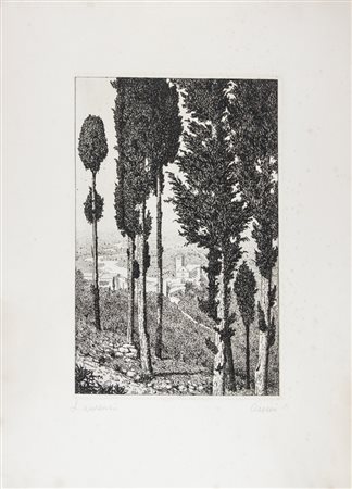 Lotto di 8 incisioni di autori vari. 1) Laurenzio Laurenzi. Assisi....