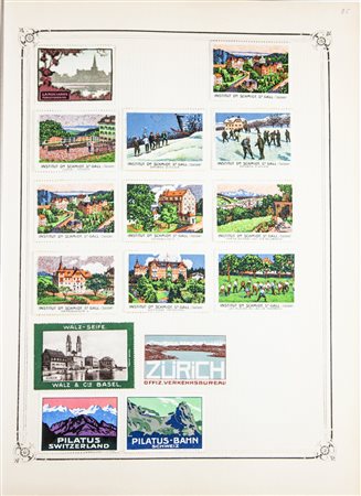 Lotto di 3 album di etichette.1) Timbri di guerra (1914-1919). Francia. Album...