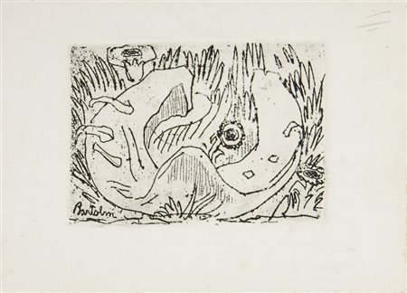 Luigi Bartolini Il ferro di cavallo.1943Acquaforte su cartoncino piegato. mm...