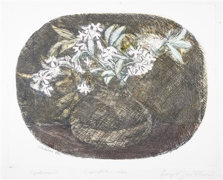 Luigi Bartolini I gelsomini.1941Acquaforte colorata. mm 250x320. foglio mm...