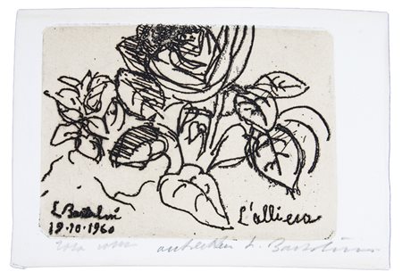 Luigi Bartolini Al lavatoio.1962Acquaforte su velina applicata. mm 112x77....