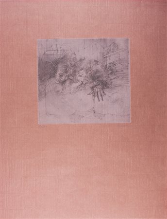 Hans Bellmer Fantasia erotica. Vernice molle su carta rossiccia. mm 200x220....