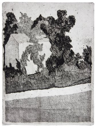 Giorgio Bompadre La casa bianca.1955Acquaforte. mm 190x140. Foglio: mm...