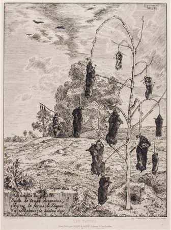Félix Bracquemond Les taupes.1854Acquaforte. mm 267x197. Foglio: mm 470x320....