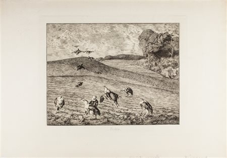 Félix Bracquemond Perdrix.1872Acquaforte. mm 266x325. Foglio: mm 350x510....