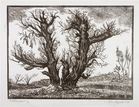 Remo Branca L'ultimo gigante.1978Xilografia su carta Cina. mm 350x470....