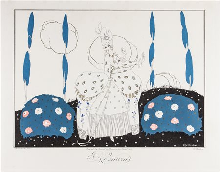 Umberto Brunelleschi Rosaura.1914Incisione colorata a pochoir. mm 260x330....