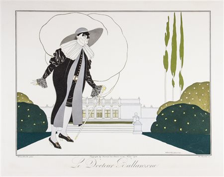 Umberto Brunelleschi Le Docteur Ballanzone.1914Incisione colorata a pochoir....