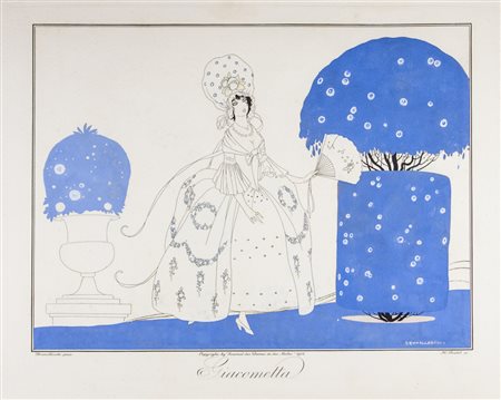 Umberto Brunelleschi Giacometta.1914Incisione colorata a pochoir. mm 260x330....