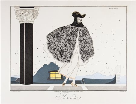 Umberto Brunelleschi Florindo.1914Incisione colorata a pochoir. mm 260x330....