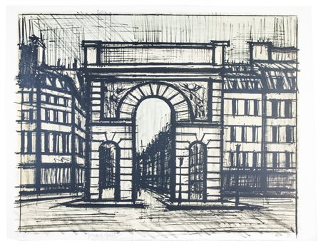 Bernard Buffet Paris. La Porte Saint-Martin.1962Litografia a colori. mm...