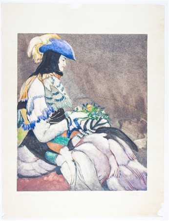 Romeo Costetti Fantasticherie. Monotipo a colori. mm 480x405. Foglio: mm...