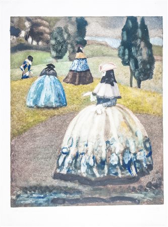 Romeo Costetti Il fiore occulto. Monotipo a colori. mm 510x415. Foglio: mm...