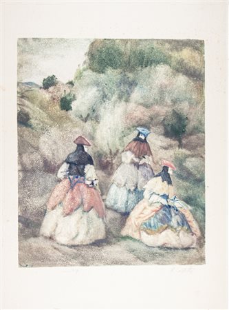 Romeo Costetti Bautte veneziane. Monotipo a colori. mm 480x395. Foglio: mm...