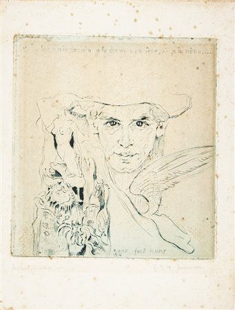 Raoul Dal Molin Ferenzona Autoritratto.1914Puntasecca. mm 215x195. Foglio: mm...