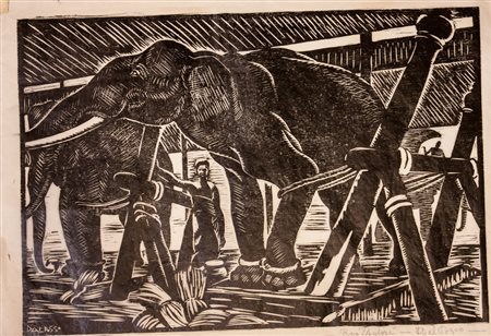 Francesco Dal Pozzo Lotto di 2 xilografie.19271) Bangkok. Xilografia su...